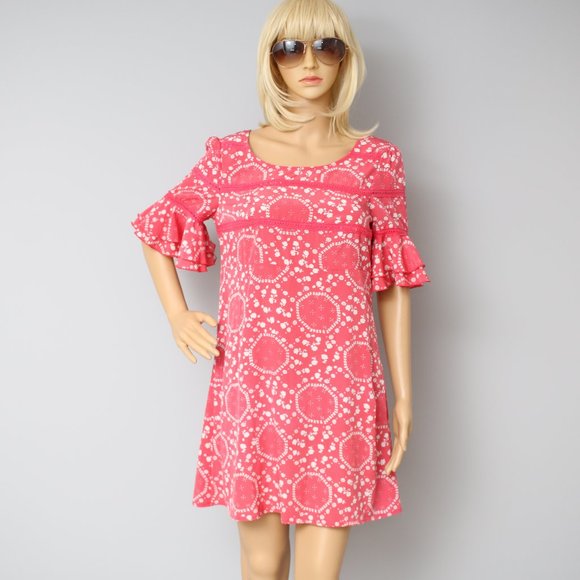 NEW Free People Bell Sleeve Boho Shift Dress Sz 6 - Picture 6 of 8